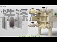 Demonstração de limpeza da prensa de filtragem da placa e do quadro